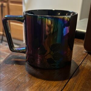 Starbucks Iridescent Black Floral Mug limited edition 14 oz mug